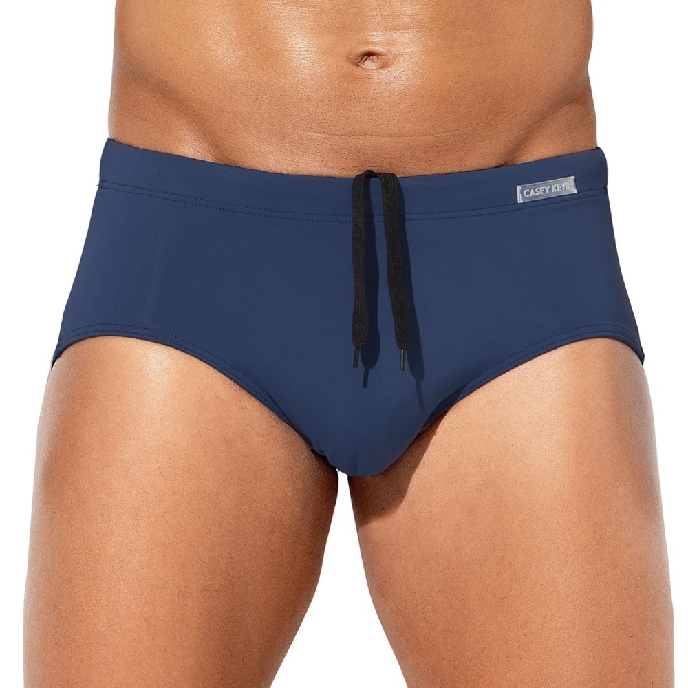 Casey Kevin Swim Briefs Swimsuit Men’s US Size L Navy Blue Drawstring NWOT